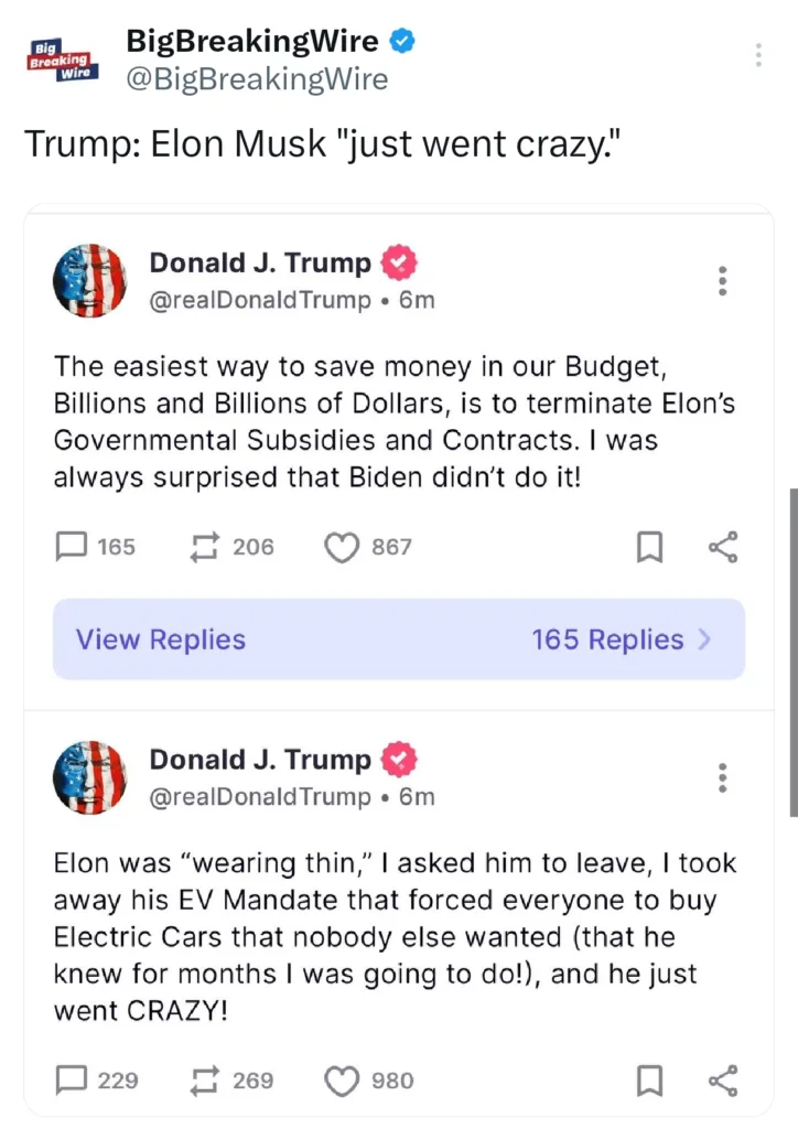 Trump Threatens to Cut Elon Musk’s Government Deals Amid Feud Trump Threatens to Cut Elon Musk’s Government Deals Amid Feud