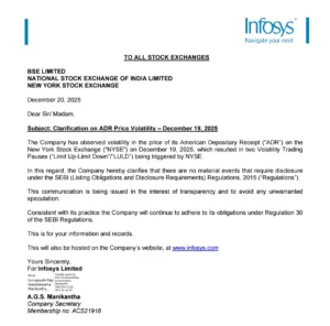 Infosys Clarifies ADR Volatility